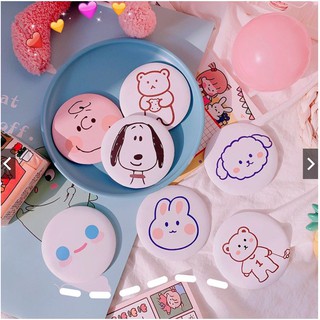 ♡︎ รหัส P4 โทนขาว♡︎ ♥︎ กระจกพกพาลายน่ารัก ♥︎ กระจกพกพาโทนมินิมอล กระจก