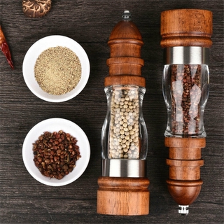 Salt And Pepper Mill Set Wooden Adjustable Ceramic Spice Kitchen Grinder GadRMJ