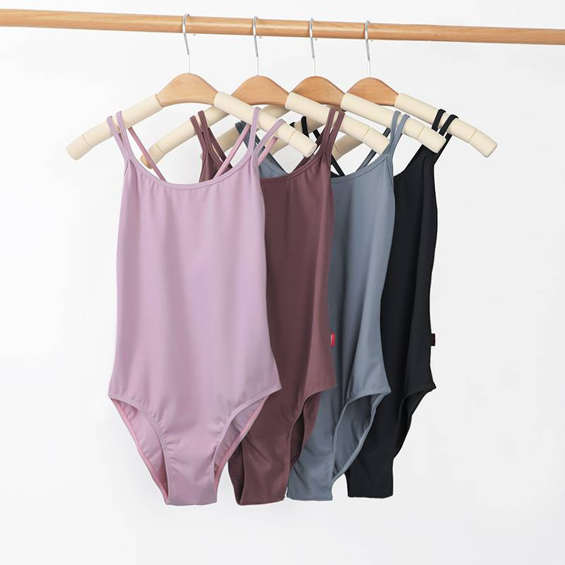บัลเล่ต์ Leotard ผู้ใหญ่ผู้หญิงบอดี้สูทสายรัดคู่ Gymnastic Leotard Camisole Dancewear