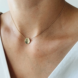 Round Disc Pendant, 18K Gold Plated, Sterling Silver Necklace  | สร้อยคอ สร้อยคอจี้ เงินแท้ ทองแท้ ชุบทอง 18 กะรัต