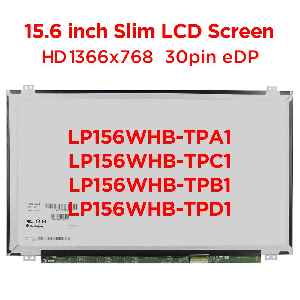 15.6 "แล็ปท็อปหน้าจอบาง LG LP156WHB TPC1 TPB1 TPD1 LP156WH3 TPS1 TPA1 LP156WHU-TPG1 HD1366x768 จอแสด