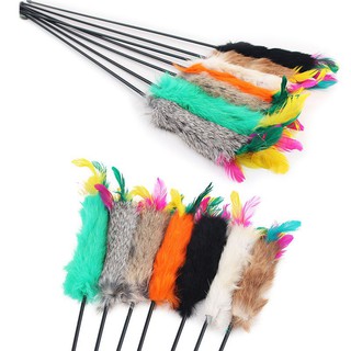 Catty Feather Fod Plastic Pole Cat Teaser Stick Toy