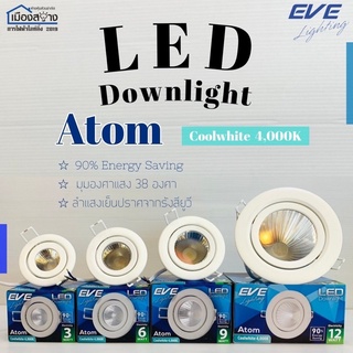 โคมดาวน์ไลท์LED 3 6 9 12 วัตต์ EVE รุ่น Atom แสงCoolwhite 4,000k