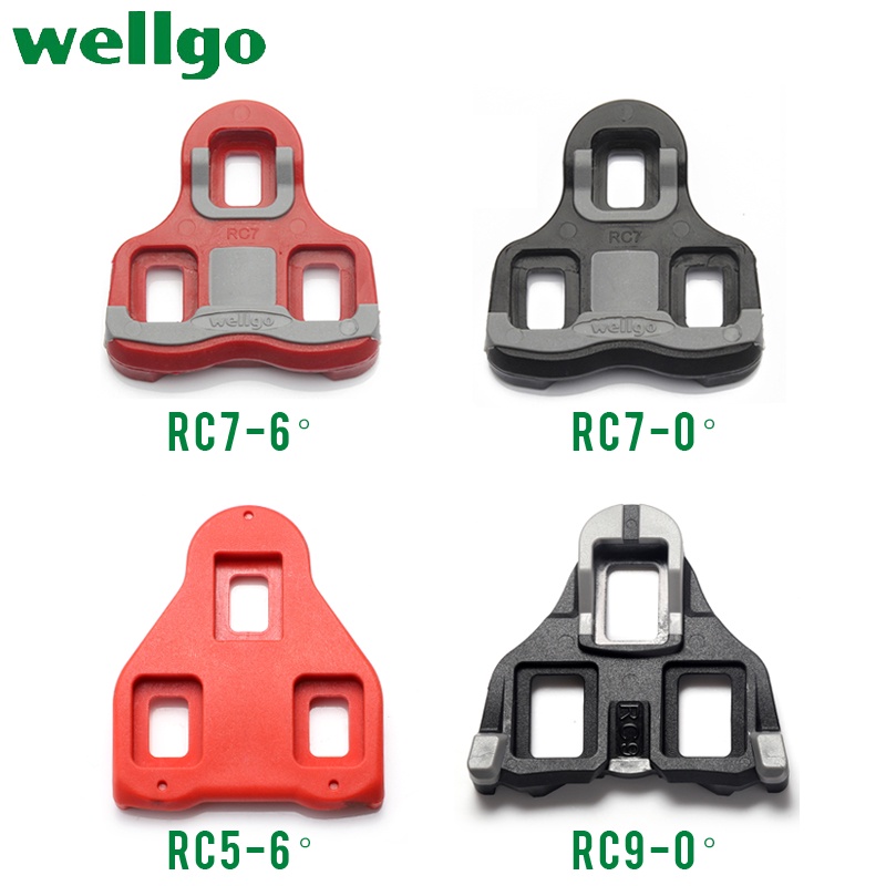 Wellgo จักรยานเหยียบล็อค Cleats ดู RC5 RC7 สีดํา/สีแดงรองเท้าจักรยานเสือหมอบ Cleats