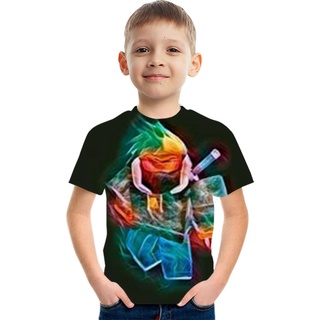 เสื้อยืดแขนสั้น คอกลม พิมพ์ลายการ์ตูน Roblox แฟชั่นฤดูร้อน สําหรับเด็ก