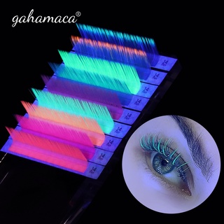 Gahamaca UV นีออนต่อขนตา เรืองแสงในที่มืด สีชมพู สดใส สีสัน ส่วนบุคคล ต่อขนตานุ่ม