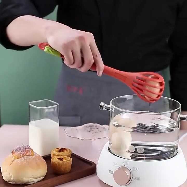 HomeDee ที่คีบอาหาร 2 in 1 ที่คีบไข่ ตะกร้อตีไข้ ที่ตีไข่ ที่คีบเส้น ที่หนีบอาหาร กระชอนลวกไข่ ที่คีบอาหารอเนกประสงค์ ราคา ถูกที่สุด ดีลบีเคเค แกลเลอรีภาพที่ 6