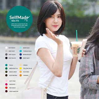 Kaos polos Wanita Slimfit 100% Ringspun cotton combed reaktif 30s