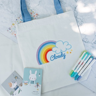 💕 กระเป๋าผ้า TEENAGE - Cloudy blue tote bag 🌈☁️