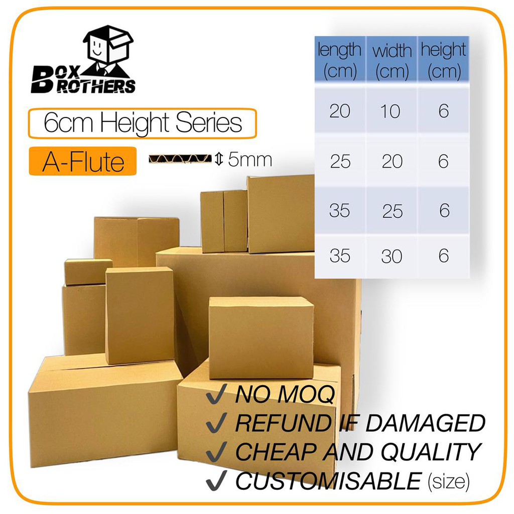 CARTON BOX/ PACKAGING BOX/ PACKAGING/ BOX KOTAK/A-FLUTE/ 6CM HEIGHT SERIES