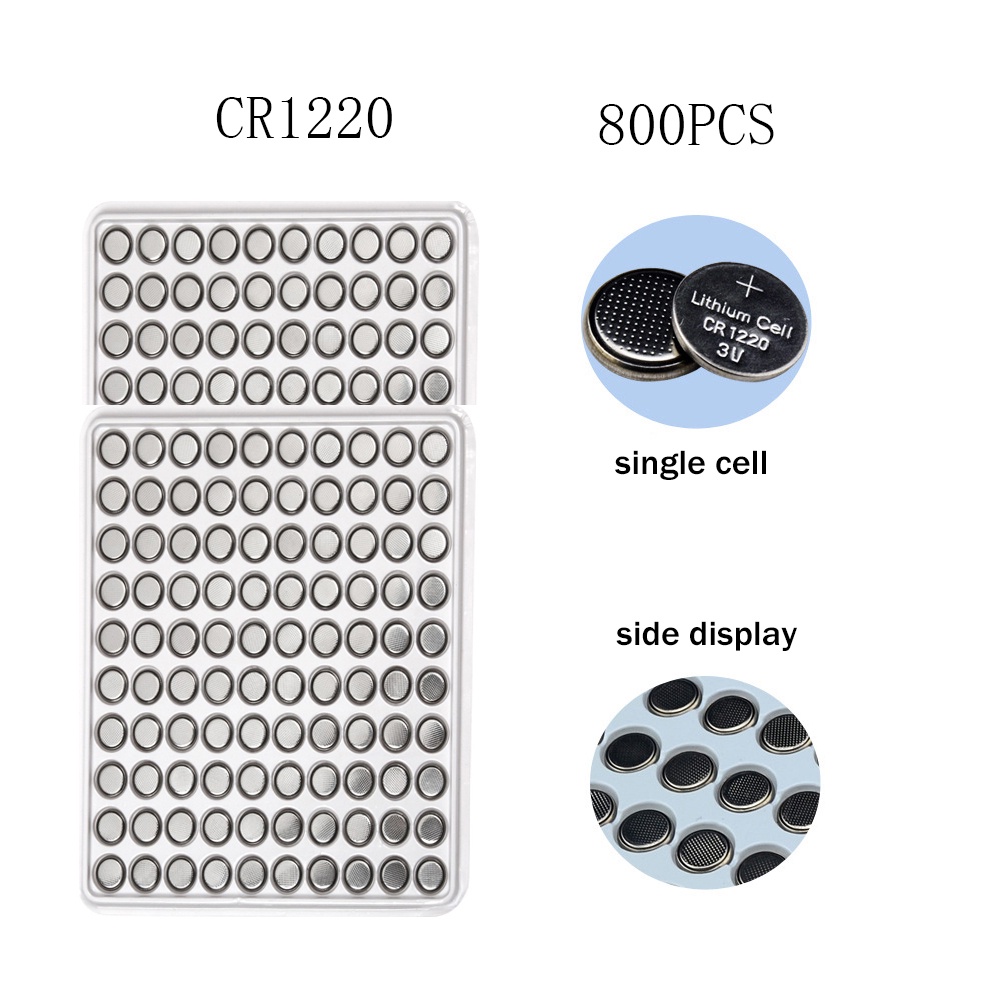 800Pcs CR1220 40mAh Button Battery DL1220  LM1220 BR1220 Coin Cell Lithium Batteries 3V CR1220 for W