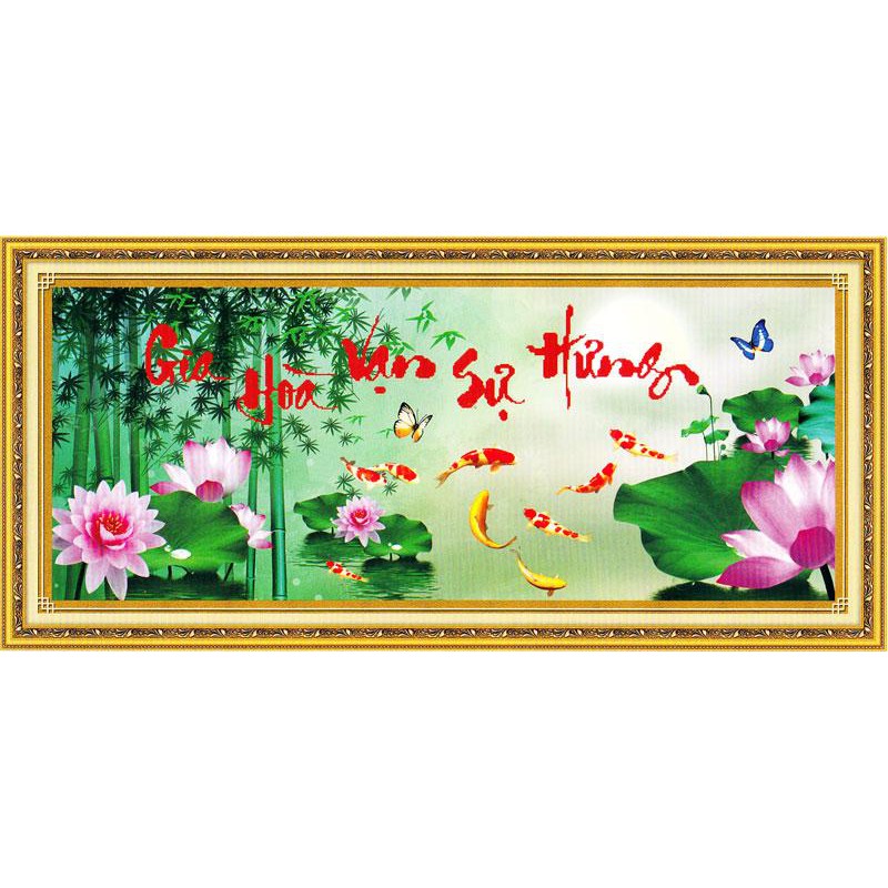 Gia Hoa Van Su Hung 3D Cross ภาพวาดเย็บปักถักร้อย 222867 (CUSTOMERS OWN EMBROIDERY) ขนาด: 110X49CM