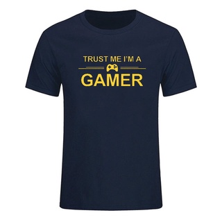 คอตต้อนคอกลมเสื้อยืด พิมพ์ลาย TRUST ME IM A GAMER FUNNY PRINTED MENS PS4 XBOX สําหรับผู้ชายS-5XL