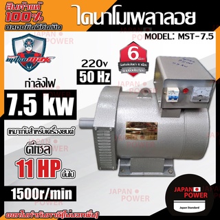 Mitsumax ไดนาโมเพลาลอย รุ่น MST-7.5 กำลังไฟ 7.5KW เครื่องยนต์ดีเซล 11HPขึ้นไป มิตซูแม็กซ์  ไดนาโมปั่นไฟ ไดนาโม