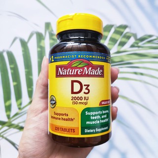 วิตามินดี3 VitaminD3 2000IU (50mcg) 220 Tablets (Nature Made®) Support Immune Health