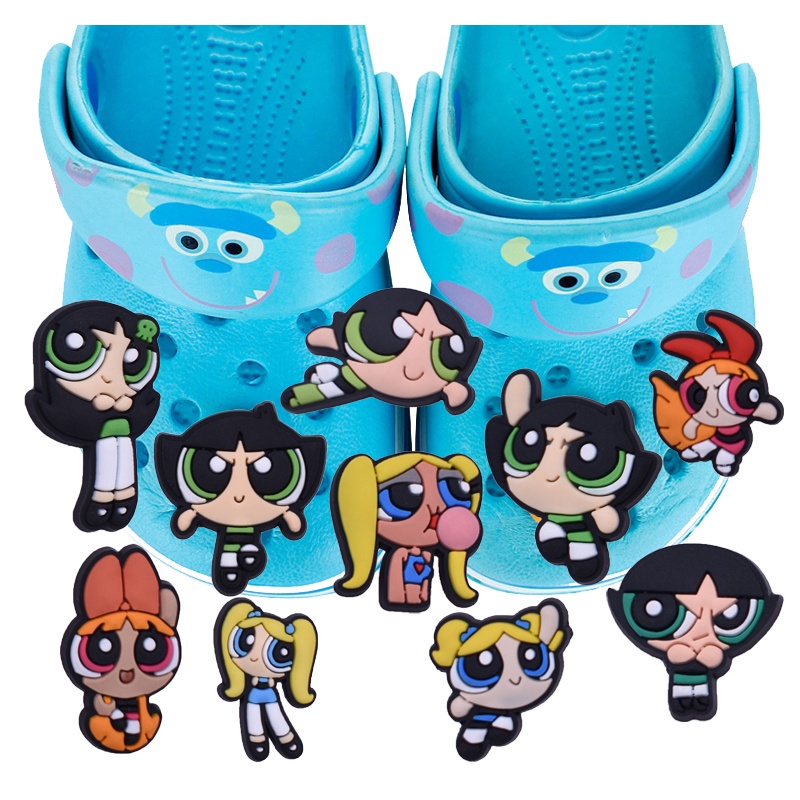 เข็มกลัด ลายการ์ตูนอนิเมะ Powerpuff Girls สําหรับตกแต่ง