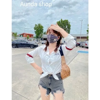 🧡LADY DAKA SHOP🧡 เสื้อเชิ้ต งานปัก Act Art เสื้อเชิ้ตแขนยาวกระดุมหน้า แต่งช่วงแขน2ข้าง