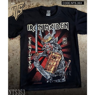 ผ้าฝ้าย 100% 353 Iron Maiden Samurai Eddie เสื้อยืด เสื้อวง สกรีนลายอย่างดี ผ้าหนานุ่ม มาตราฐาน  T SHIRT S M L XL