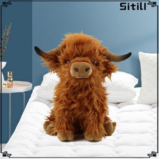 [sitil] Highland Cow, ตุ๊กตาฟิกเกอร์สัตว์ วัว ขนยาว ของเล่นสําหรับเด็ก