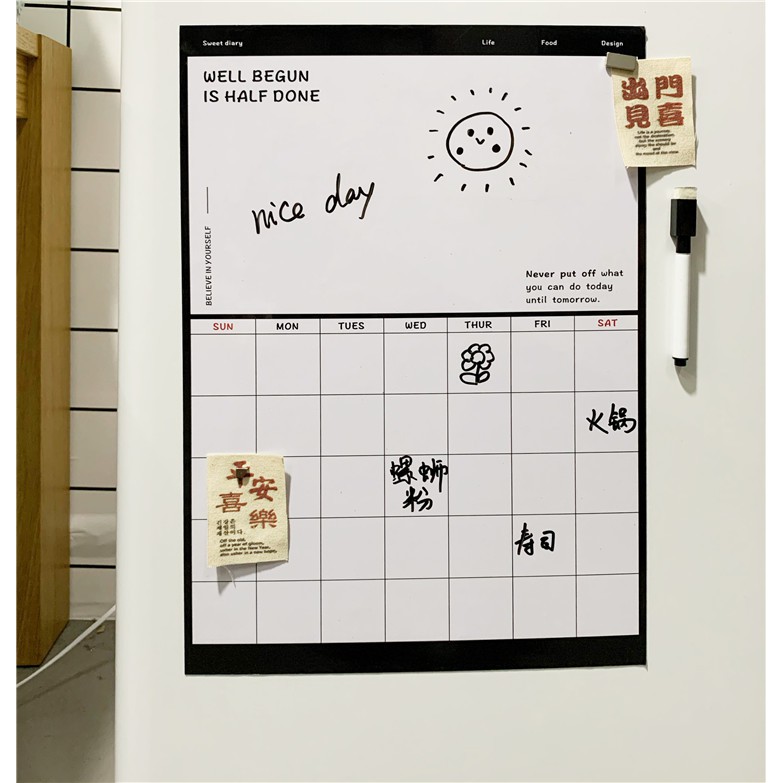 (พร้อมส่ง ) Whiteboard กระดาษไวท์บอร์ด กระดานไวท์บอร์ด แม่เหล็กติดตู้เย็นได้ !