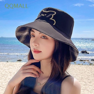 QQMALL Fashion Bucket Hat Reversible Beach hat Women Fisherman Hat Travel Double-sided Sun protection Bear Cotton Hiking Sun Hats/Multicolor