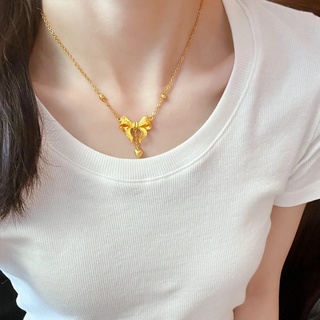 สร้อยคอโซ่เหล็กไทเทเนียม ทองคํา 18K จี้รูปผีเสื้อ สไตล์เจ้าหญิงโบราณ