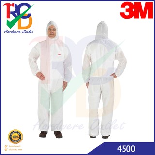 3M 4500 ชุดป้องกันสารเคมีและฝุ่นละออง (Protective Coveralls) สีขาว