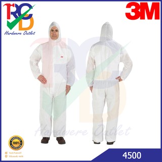 3M 4500 ชุดป้องกันสารเคมีและฝุ่นละออง (Protective Coveralls) สีขาว