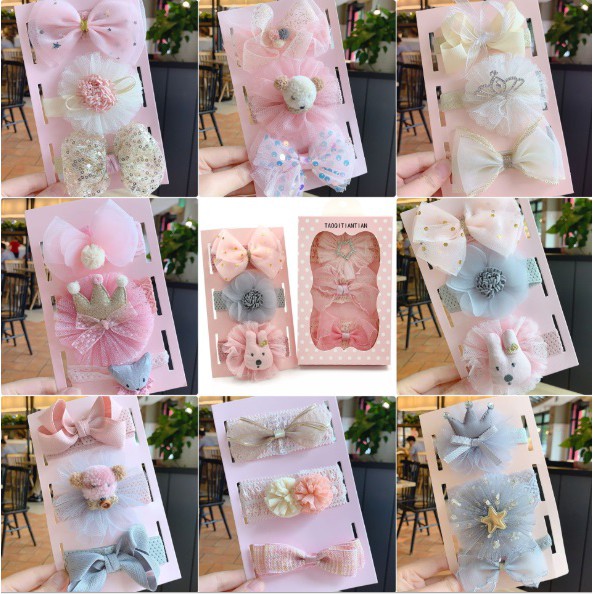 ที่คาดผมเด็ก🎀+กล่อง🎁 pretty girl แบบ box setA2(134OT)