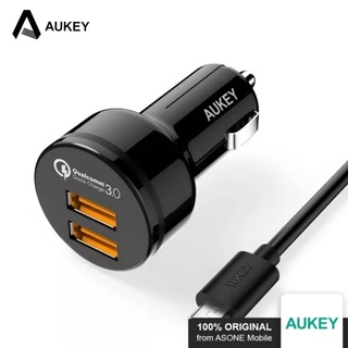 Aukey CC-T8 36W ที่ชาร์จในรถยนต์ เอาท์พุท พอร์ตคู่ Qualcomm ได้รับการรับรอง ชาร์จเร็ว 3.0 แท่นชาร์จเร็ว