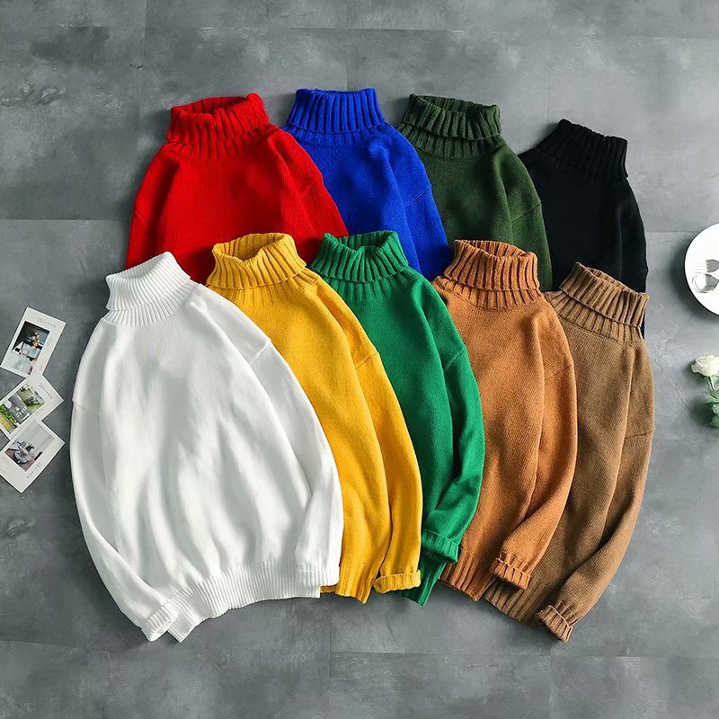 เสื้อกันหนาวแขนยาว คอเต่า เข้ารูป สไตล์เกาหลี สําหรับผู้ชาย