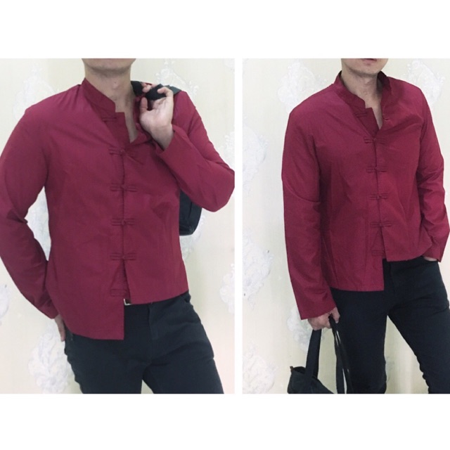 (J419) นําเข้าเกาหลี red congsam แขนยาว