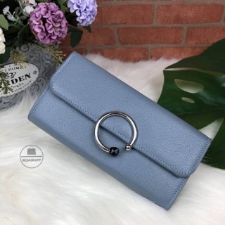 CHARLES &amp; KEITH CIRCULAR DETAIL WALLET สีฟ้าเทา