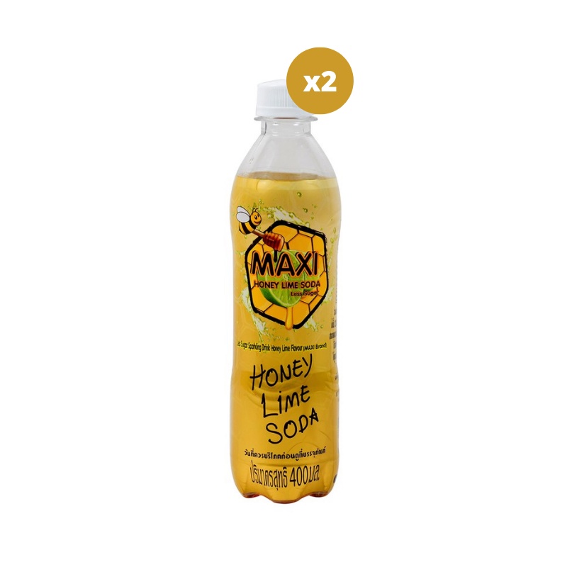 MAXI แม็กซี่น้ำผึ้งมะนาวโซดา สูตรน้ำตาลน้อย 400 มล. x2
