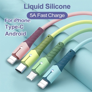 5a สายชาร์จเร็ว สําหรับ Apple Android Type-C สายเคเบิลข้อมูล ซิลิโคนนิ่ม สําหรับ iPhone Micro USB ความยาวสายเคเบิล (0.25 ม. / 1 ม. / 2 ม.)