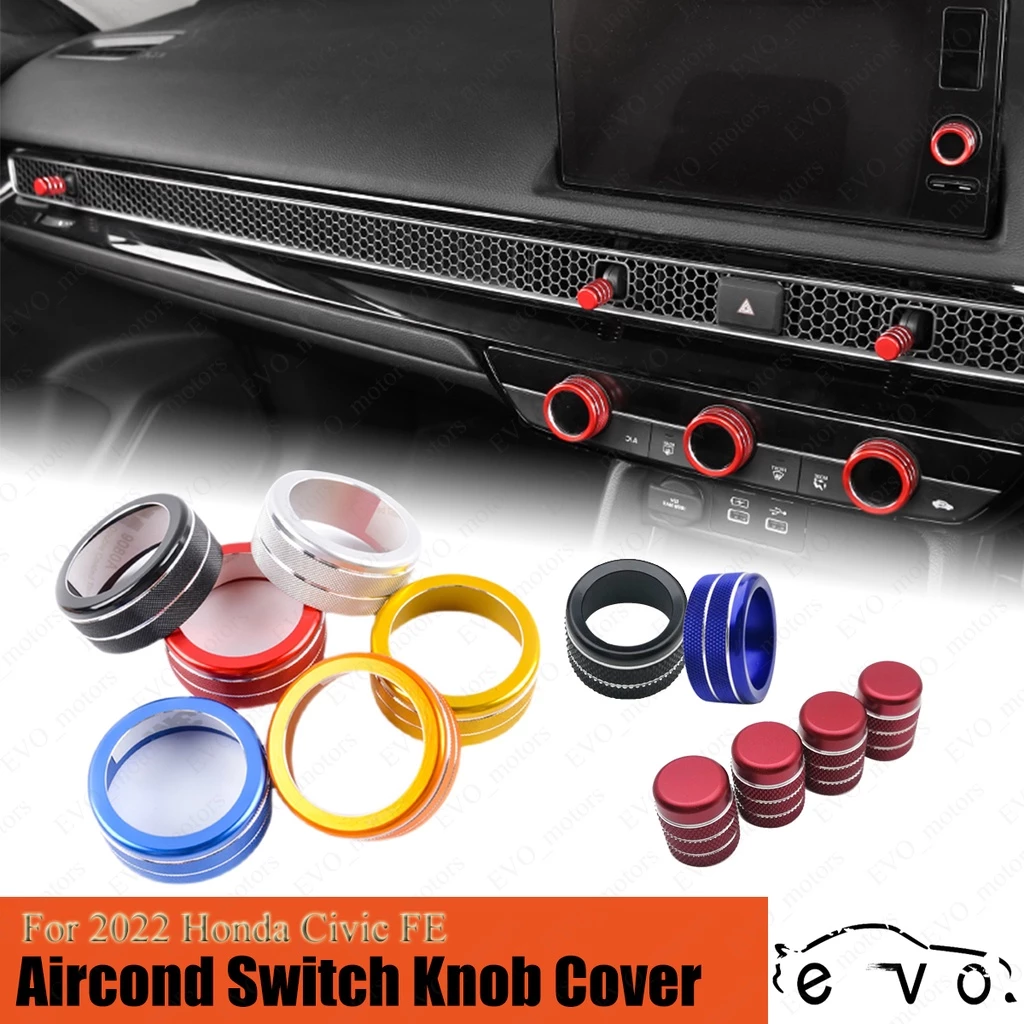 สําหรับ 2022 - 2026 Honda Civic FE FL Aircond สวิทช์ลูกบิด 11th Civic Air Outlet ฝาครอบ Trim หมวกแหวนเครื่องเล่นสวิทช์ลูกบิดฝาครอบ