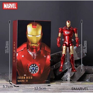 โมเดล ไอรอนแมน Ironman Mark III (มี Ver.LED) งานแท้ลิขสิทธิ์ ZD Toys สีเมทัลลิค สูง 19 Cm. ขยับเปลี่ยนมือ Action ได้
