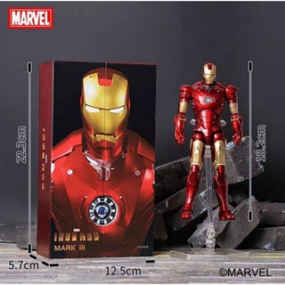 โมเดล Ironman Mark III (มี Ver. LED ) สีเมทัลลิค งานแท้ลิขสิทธิ์ ZD Toys สูงประมาณ 19 Cm. ขยับและเปลี่ยนมือ Action ได้