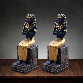 2x Resin Egyptian Pharaoh Figurine Sculpture for Cabinet Tabletop Decor