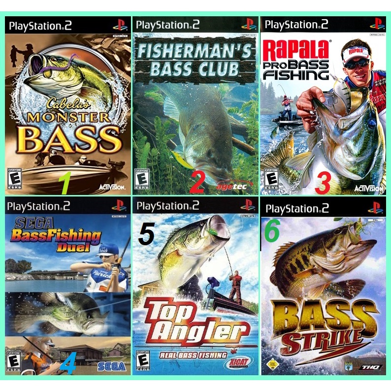 เกมส์ตกปลา PS2 Cabela- Fisherman's-Rapala-Sega bass-Top angler Pro-Bass strike ของ Playstation 2
