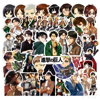 ชุดสติกเกอร์ ลายการ์ตูนอนิเมะ Attack on Titan - Series 01 Eren Mikasa Ackerman Armin Arlert Levi กันน้ำ สำหรับติดตกแต่ง DIY สไตล์แฟชั่น 50 ชิ้น/ชุด