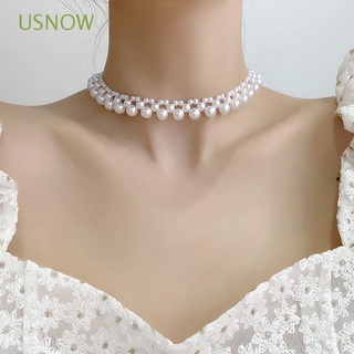 Usnow สร้อยคอโชคเกอร์ ประดับไข่มุก หรูหรา ของขวัญ สําหรับผู้หญิง