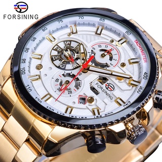 Forsining Golden Automatic Watch Men Date Function Mechanical Watches Relogio Masculino Steel Wristwatches Waterproof Ma