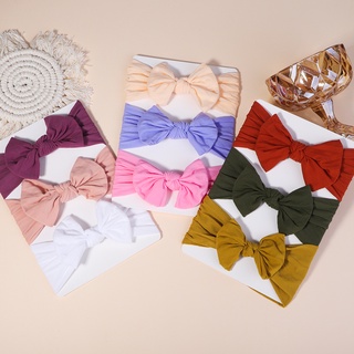 3pcs/set Bow Solid Color Headband for Girls Baby Elastic Turbans Childrens Head Ties Newborn Infant Hair Accessories