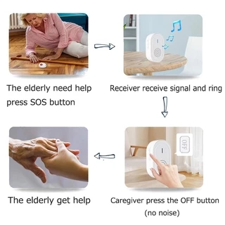 Daytech Wireless Caregiver Pager ปุ่มโทรแบบชาร์จไฟได้ ปลุกกระดิ่ง SOS กันน้ํา CC06