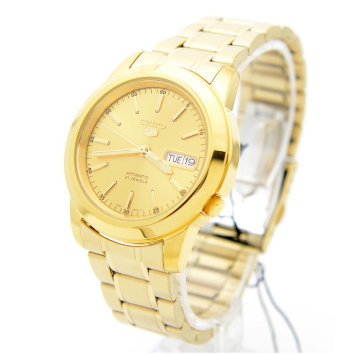 SEIKO 5 Automatic รุ่น SNKE56K1 นาฬิกาข้อมือผู้ชาย สแตนเลสสีทอง - มั่นใจ ของแท้ 100% รับประกัน 1 ปีเต็ม