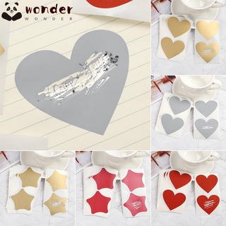 WONDERFUL 50 Pcs / Set Decoration DIY Love Heart Shape Golden Pentagram Scratch Card Sticker