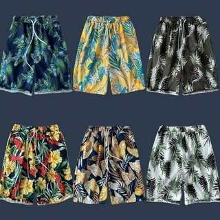 [W0058] กางเกงขาสั้น ลายฮาวาย เอวยางยืด ขากว้าง ใส่สบาย shorts ชายหาด ทะเล Hawaii Style ลายดอก ใส่ได้ทั้งชายหญิง