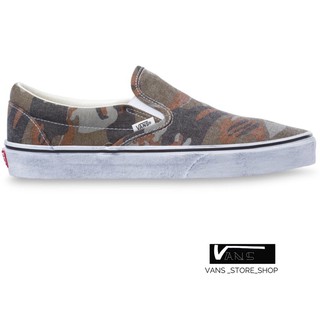 VANS SLIP ON WASHED CAMO TRUE WHITE SNEAKERS สินค้ามีประกันแท้