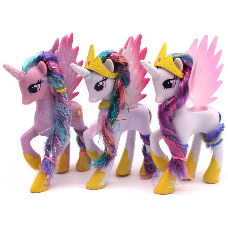 ตุ๊กตาฟิกเกอร์ My Little Pony Luna Nighemare Moon Celestia Princess สีรุ้ง หลากสีสัน เหมาะกับของขวัญวันเกิด ของเล่นสําหรับเด็ก